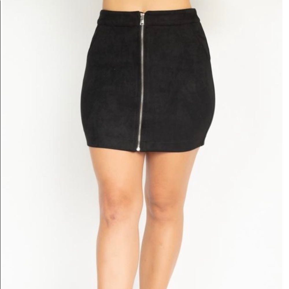 NEW Black Suede Mini Skirt
